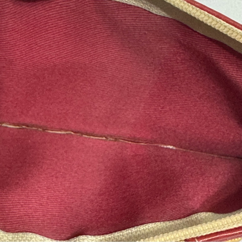 Fossil Burgundy Red Leather Card Wallet ID Holder Zip Pouch Vintage 7” X 3” - Picture 6 of 6